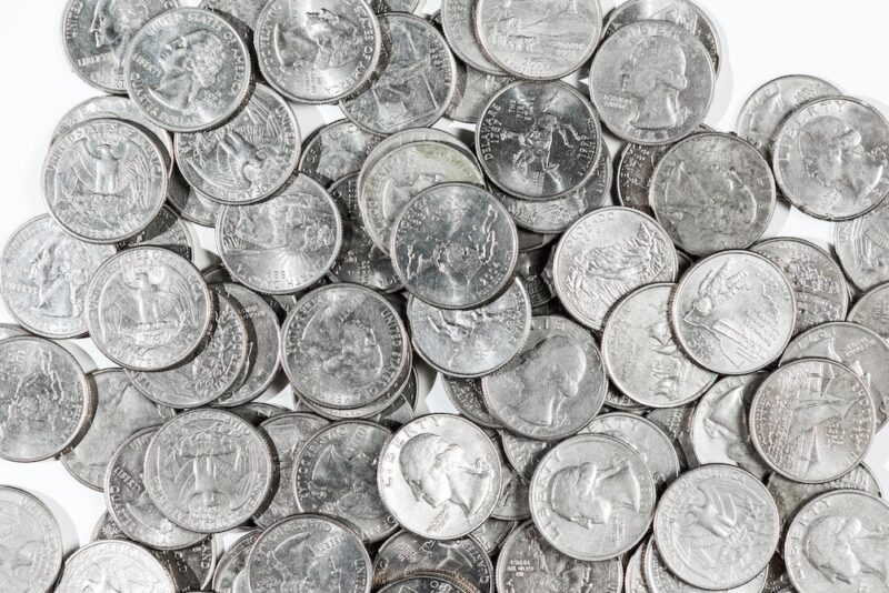 A bunch of U.S. quarters.