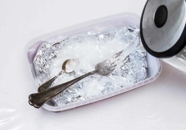 Silver utensils and balking soda.